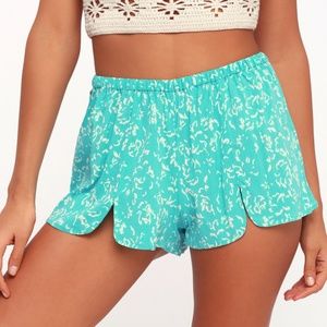 Turquoise Print Shorts